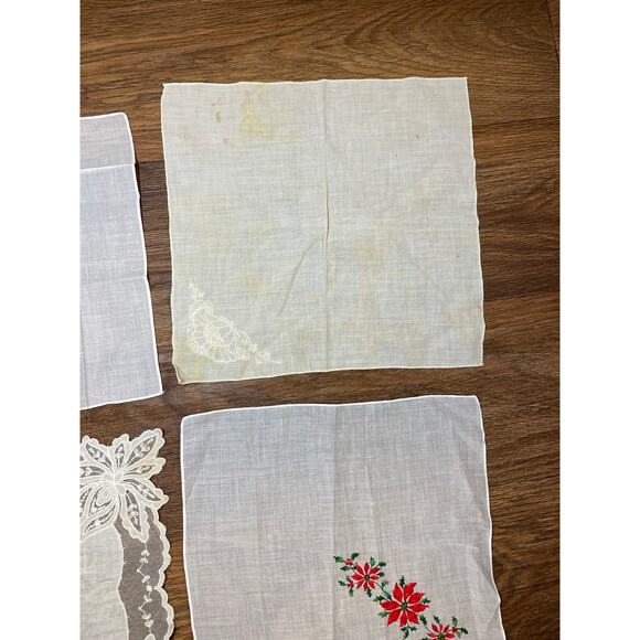 lot of 4 vintage handkerchiefs used condition - Picture 5 of 9